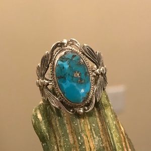 Vintage Navajo Turquoise Butterfly Sterling Silver